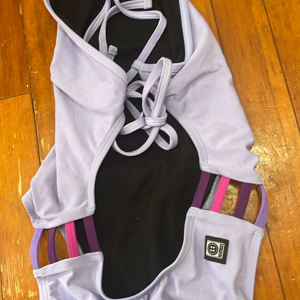 Purple Jolyn one piece tie back swimsuit